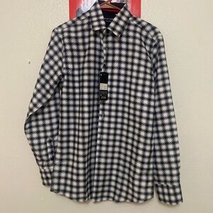 Silver Stone Mens Checkered Style Black & White Button Down Casual Shirt